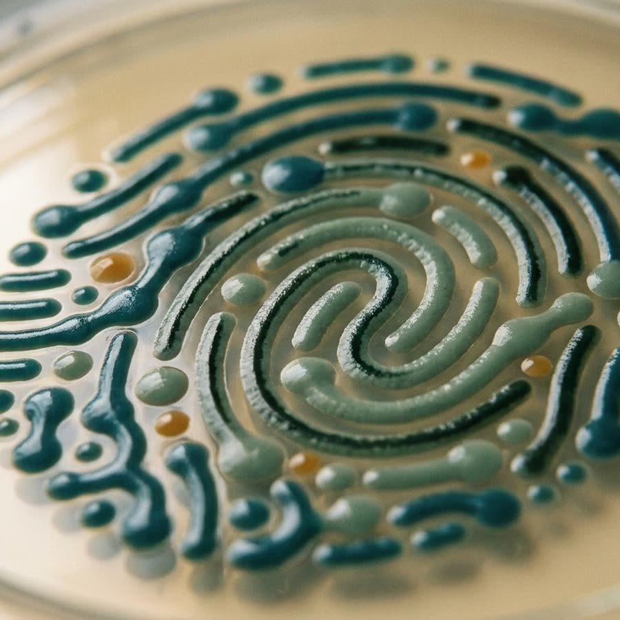 Piastra Petri: le colonie disegnano un'impronta digitale sull'agar